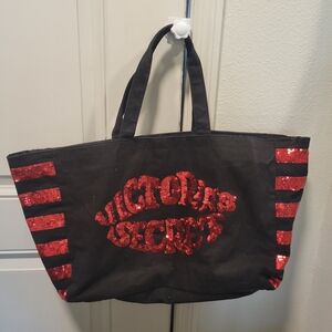 Victoria's Secret Black Tote with Red Sequins